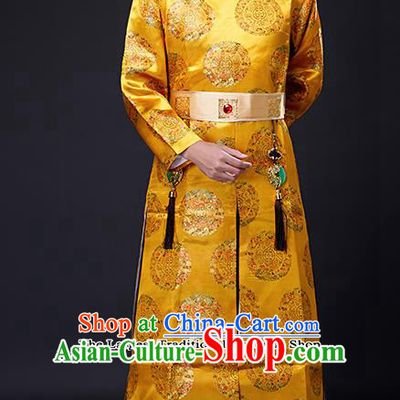 Traditional Chinese Ancient Qing Dynasty Drama Emperor Costumes and Hat for Men