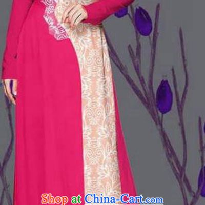 Asian Traditional Vietnam Costume Ao Dai Qipao Dress Vietnamese Bride Rosy Cheongsam for Women
