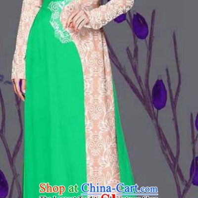 Asian Traditional Vietnam Costume Ao Dai Qipao Dress Vietnamese Bride Green Cheongsam for Women