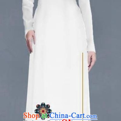 Asian Traditional Vietnam Ao Dai Costume Vietnamese Bride White Cheongsam for Women