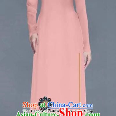 Asian Traditional Vietnam Ao Dai Costume Vietnamese Bride Pink Cheongsam for Women