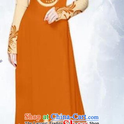 Asian Traditional Vietnam Female Costume Vietnamese Bride Orange Ao Dai Cheongsam for Women