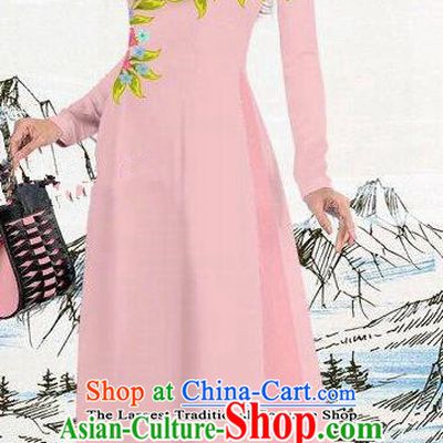 Asian Traditional Vietnam Female Costume Vietnamese Pink Ao Dai Cheongsam for Women