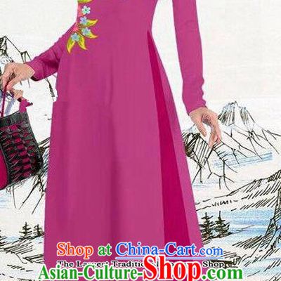 Asian Traditional Vietnam Female Costume Vietnamese Amaranth Ao Dai Cheongsam for Women