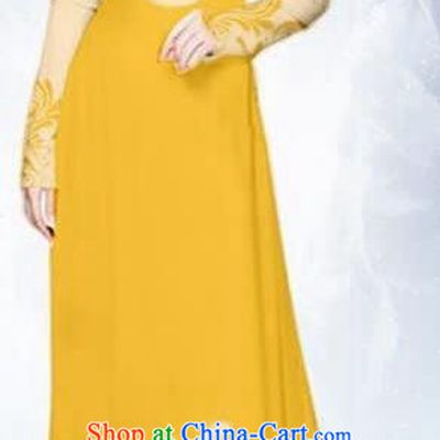 Asian Traditional Vietnam Female Costume Vietnamese Bride Yellow Ao Dai Cheongsam for Women