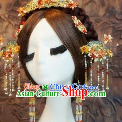 Chinese Ancient Hair Jewelry Accessories Queen Phoenix Coronet Hairpins Headdress for Women