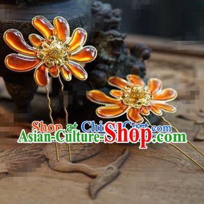 Chinese Ancient Wedding Hair Jewelry Accessories Queen Chrysanthemum Hairpins for Women