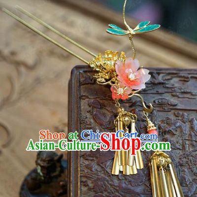 Chinese Ancient Wedding Queen Hair Jewelry Accessories Dragonfly Lotus Hairpins for Women