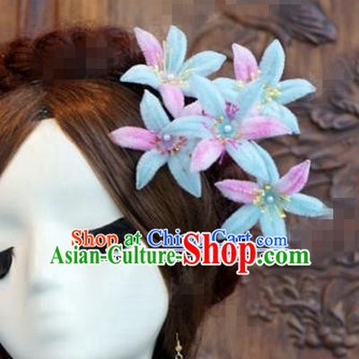 Chinese Ancient Wedding Queen Hair Jewelry Accessories Palace Flowers Hair Clip Hairpins for Women