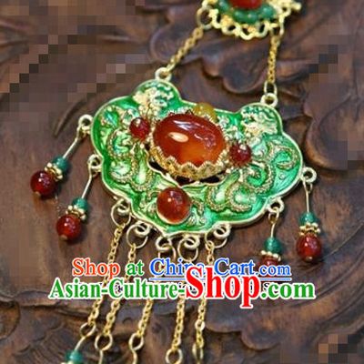 Chinese Traditional Wedding Hanfu Blueing Brooch Ancient Bride Palace Jewelry Accessories for Women