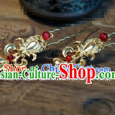 Chinese Ancient Wedding Queen Hair Jewelry Accessories Palace Golden Hair Clip Hairpins for Women