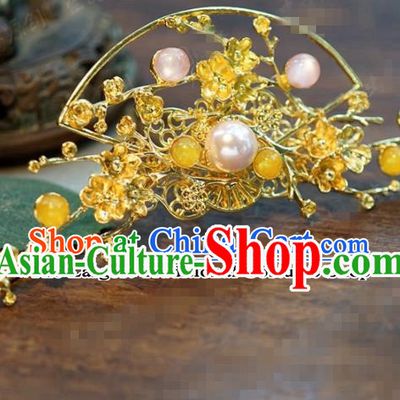 Chinese Ancient Bride Hair Accessories Wedding Golden Hair Stick Hairpins for Women