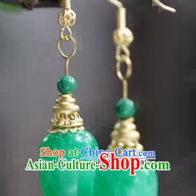 Chinese Traditional Wedding Hanfu Jade Earrings Ancient Bride Palace Jewelry Accessories for Women