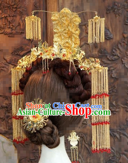 Chinese Ancient Empress Phoenix Coronet Palace Tassel Hairpins for Women Chinese Ancient Empress Phoenix Coronet Palace Tassel Hairpins for Women
