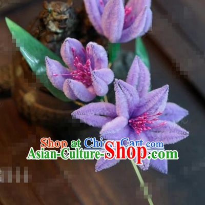 Chinese Ancient Empress Purple Flowers Hair Clip Palace Hairpins for Women