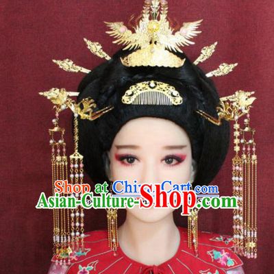 Chinese Ancient Queen Phoenix Headdress Tang Dynasty Empress Coronet Hairpins Complete Set for Women