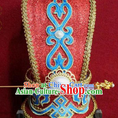 Chinese Traditional Classical Hair Accessories Ancient Royal Highness Red Hairdo Crown for Men