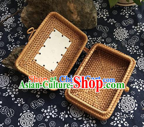 Asian Vietnamese Traditional Craft Rattan Tea Canister Straw Plaited Storage Box Asian Vietnamese Traditional Craft Rattan Tea Canister Straw Plaited Storage Box