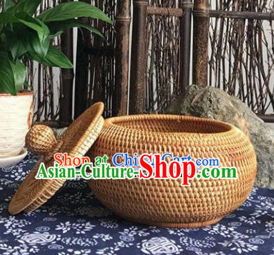 Asian Vietnamese Traditional Craft Rattan Tea Canister Straw Plaited Storage Box Asian Vietnamese Traditional Craft Rattan Tea Canister Straw Plaited Storage Box