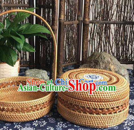 Asian Vietnamese Traditional Craft Rattan Cabas Basket Straw Plaited Food Box Asian Vietnamese Traditional Craft Rattan Cabas Basket Straw Plaited Food Box