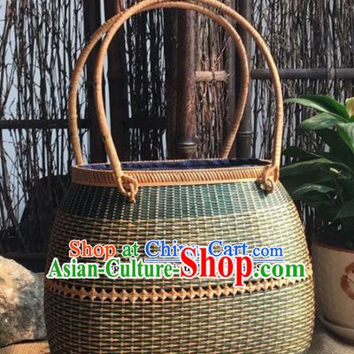 Asian Vietnamese Traditional Craft Rattan Handbag Straw Plaited Bag