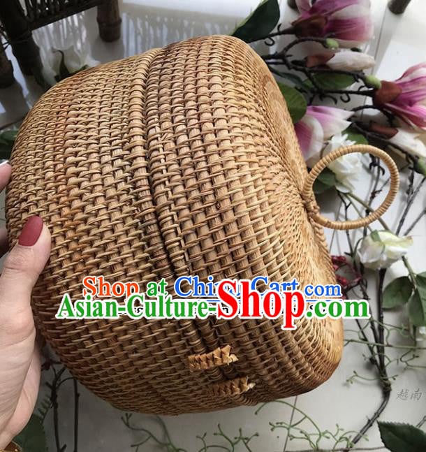 Asian Vietnamese Traditional Rattan Craft Artware Straw Plaited Tea Box Asian Vietnamese Traditional Rattan Craft Artware Straw Plaited Tea Box