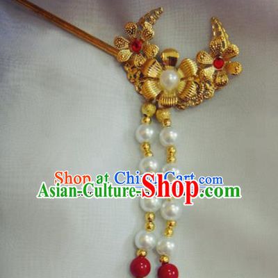 Chinese Traditional Classical Hair Accessories Ancient Princess Golden Tassel Hairpins for Women