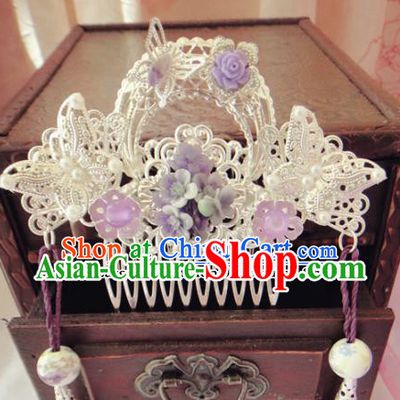 Chinese Traditional Classical Hair Accessories Ancient Princess Butterfly Hair Comb Hairpins for Women