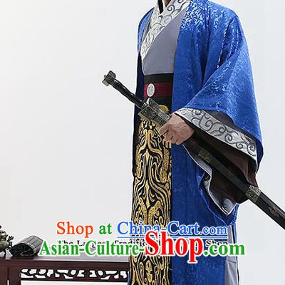 Chinese Ancient Drama King Swordsman Costume Traditional Qin Dynasty Emperor Costumes for Men