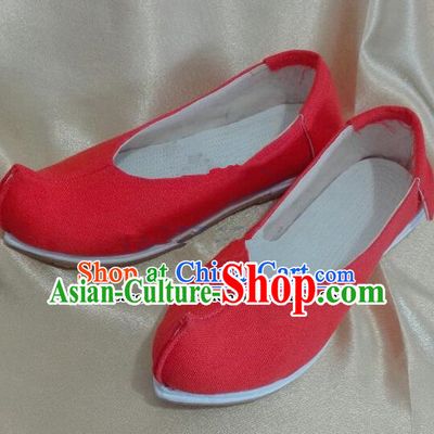 Chinese Traditional Hanfu Shoes Ancient Princess Red Satin Shoes Handmade Shoes for Women