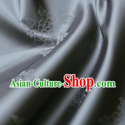 Traditional Asian Cloth Drapery Brocade Korean Hanbok Palace Grey Satin Silk Fabric