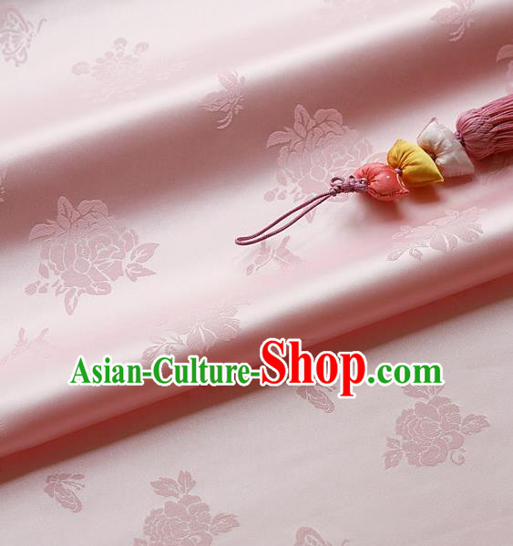 Traditional Asian Classical Cloth Drapery Pink Brocade Korean Hanbok Palace Satin Silk Fabric Traditional Asian Classical Cloth Drapery Pink Brocade Korean Hanbok Palace Satin Silk Fabric