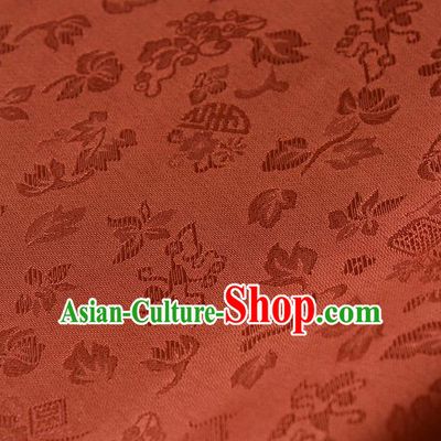 Traditional Asian Classical Cloth Drapery Red Brocade Korean Hanbok Palace Satin Silk Fabric