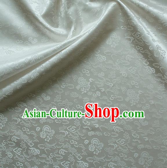 Traditional Asian Classical Cloth Drapery White Brocade Korean Hanbok Palace Satin Silk Fabric Traditional Asian Classical Cloth Drapery White Brocade Korean Hanbok Palace Satin Silk Fabric