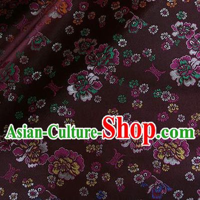 Traditional Asian Classical Pattern Cloth Drapery Purple Brocade Korean Hanbok Palace Satin Silk Fabric
