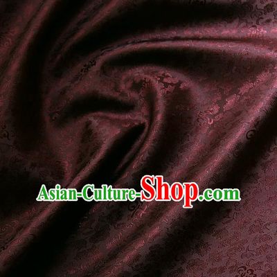 Traditional Asian Classical Pattern Cloth Drapery Dark Red Brocade Korean Hanbok Palace Satin Silk Fabric