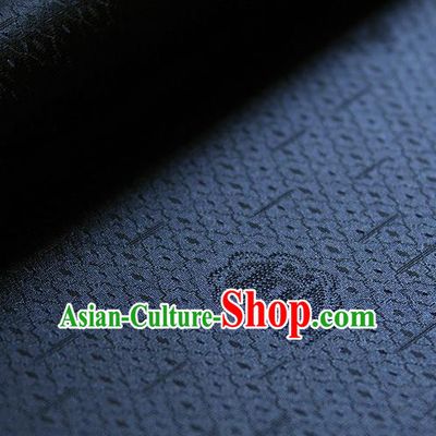 Traditional Asian Classical Pattern Cloth Drapery Navy Brocade Korean Hanbok Palace Satin Silk Fabric