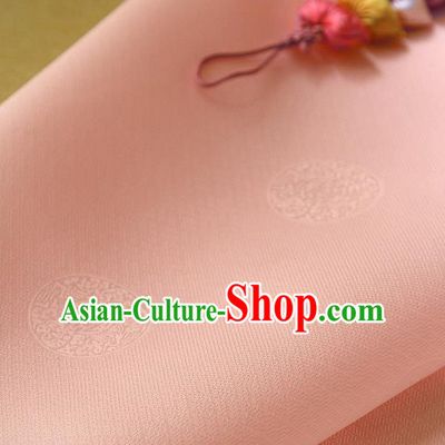 Traditional Asian Classical Pattern Cloth Drapery Pink Brocade Korean Hanbok Palace Satin Silk Fabric