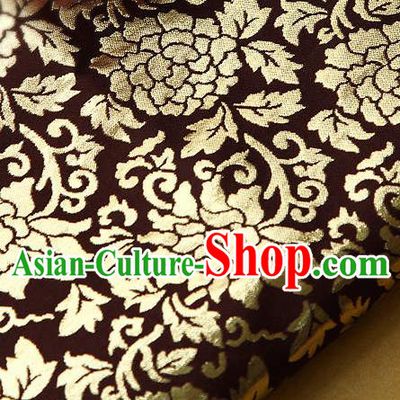 Traditional Asian Classical Gilding Pattern Purplish Red Brocade Cloth Drapery Korean Hanbok Palace Satin Silk Fabric