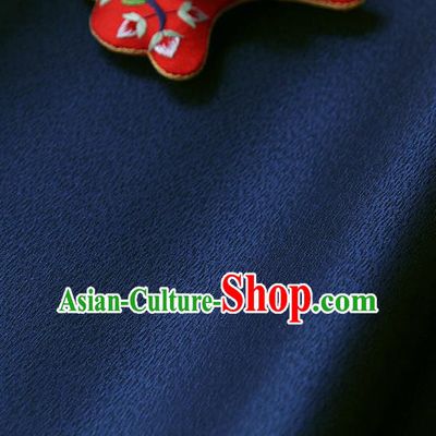 Traditional Asian Classical Navy Brocade Cloth Drapery Korean Hanbok Palace Satin Silk Fabric