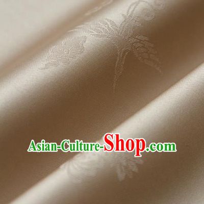 Traditional Asian Classical Crane Pattern Golden Brocade Cloth Drapery Korean Hanbok Palace Satin Silk Fabric