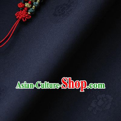 Traditional Asian Classical Pattern Navy Brocade Cloth Drapery Korean Hanbok Palace Satin Silk Fabric