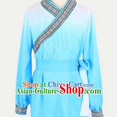Chinese Traditional Folk Dance Clothing Classical Dance Blue Costume for Men