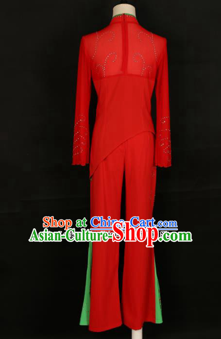 Chinese Traditional Folk Dance Costumes Yanko Dance Fan Dance Red Clothing for Women Chinese Traditional Folk Dance Costumes Yanko Dance Fan Dance Red Clothing for Women