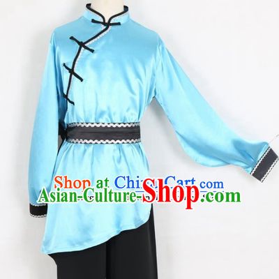 Chinese Traditional Mongolian Folk Dance Clothing Classical Dance Blue Costume for Men