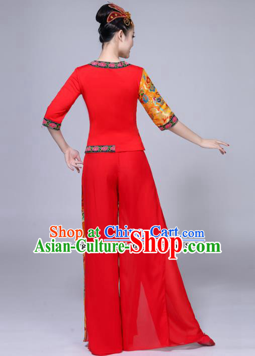 Chinese Traditional Folk Dance Red Costumes Classical Dance Yanko Dance Clothing for Women Chinese Traditional Folk Dance Red Costumes Classical Dance Yanko Dance Clothing for Women