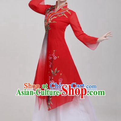 Chinese Traditional Folk Dance Red Costumes Classical Dance Lotus Dance Clothing for Women