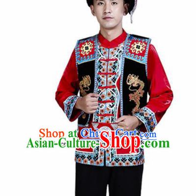 Chinese Traditional Yi Nationality Folk Dance Clothing Ethnic Dance Costumes for Men