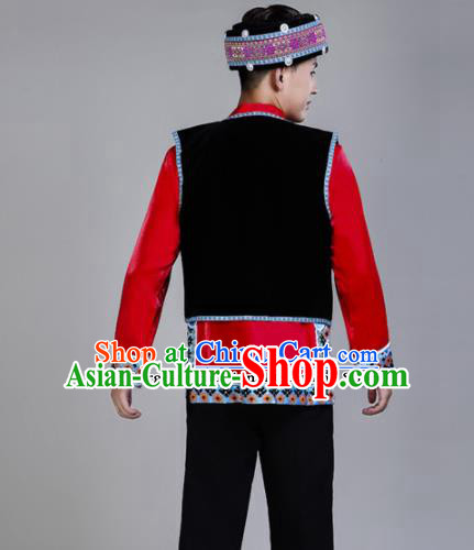Chinese Traditional Yi Nationality Folk Dance Clothing Ethnic Dance Costumes for Men Chinese Traditional Yi Nationality Folk Dance Clothing Ethnic Dance Costumes for Men