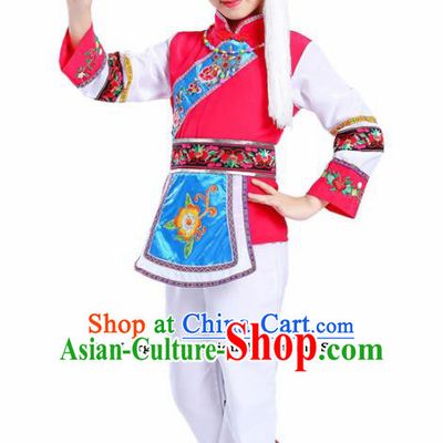 Chinese Traditional Bai Minority Folk Dance Clothing Ethnic Dance Costumes for Kids
